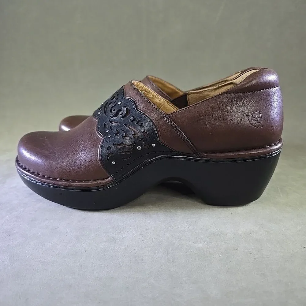 Ariat Shoes Womens Size 10B Leather Slip On Comfort Clog Floral 20838 - Picture 5 of 11